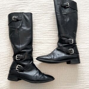 Michael Kors tall black leather boots, size 8